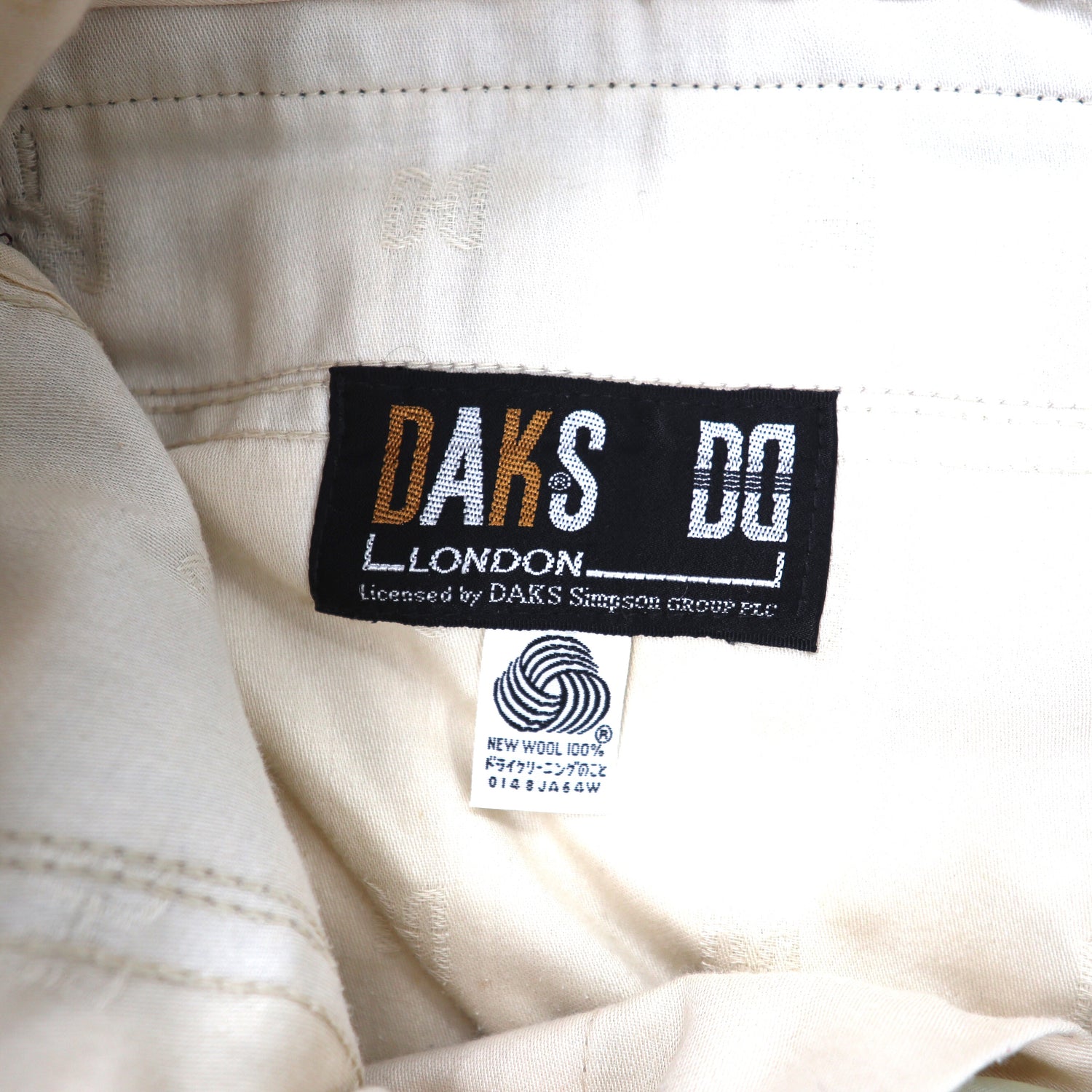 DAKS Tack Slacks Pants 88 Beige Checked Wool Made in Japan – 日本