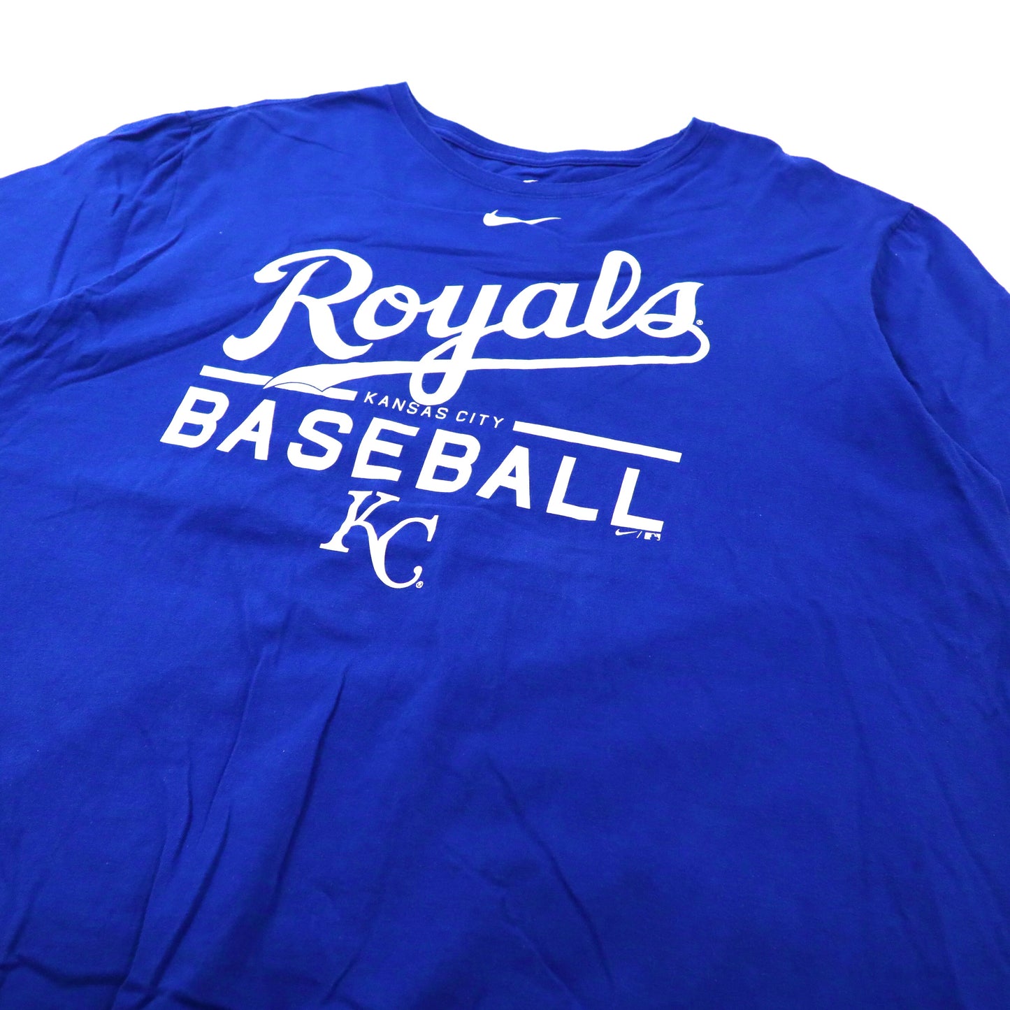 NIKE ビッグサイズ ベースボールプリントTシャツ XXL ブルー コットン MLB Kansas City Royals ホンジュラス製