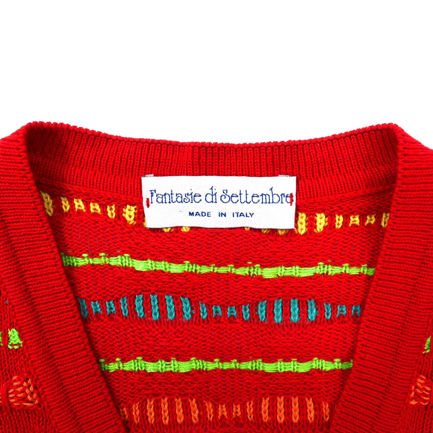 Fantasie Di Settembrew 3D Knit Sweater 48 Red Patterned Acrylic