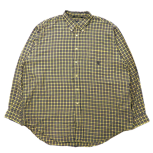 nautica ビッグサイズ ボタンダウンシャツ XXL イエロー チェック コットン ワンポイントロゴ刺繍 90年代