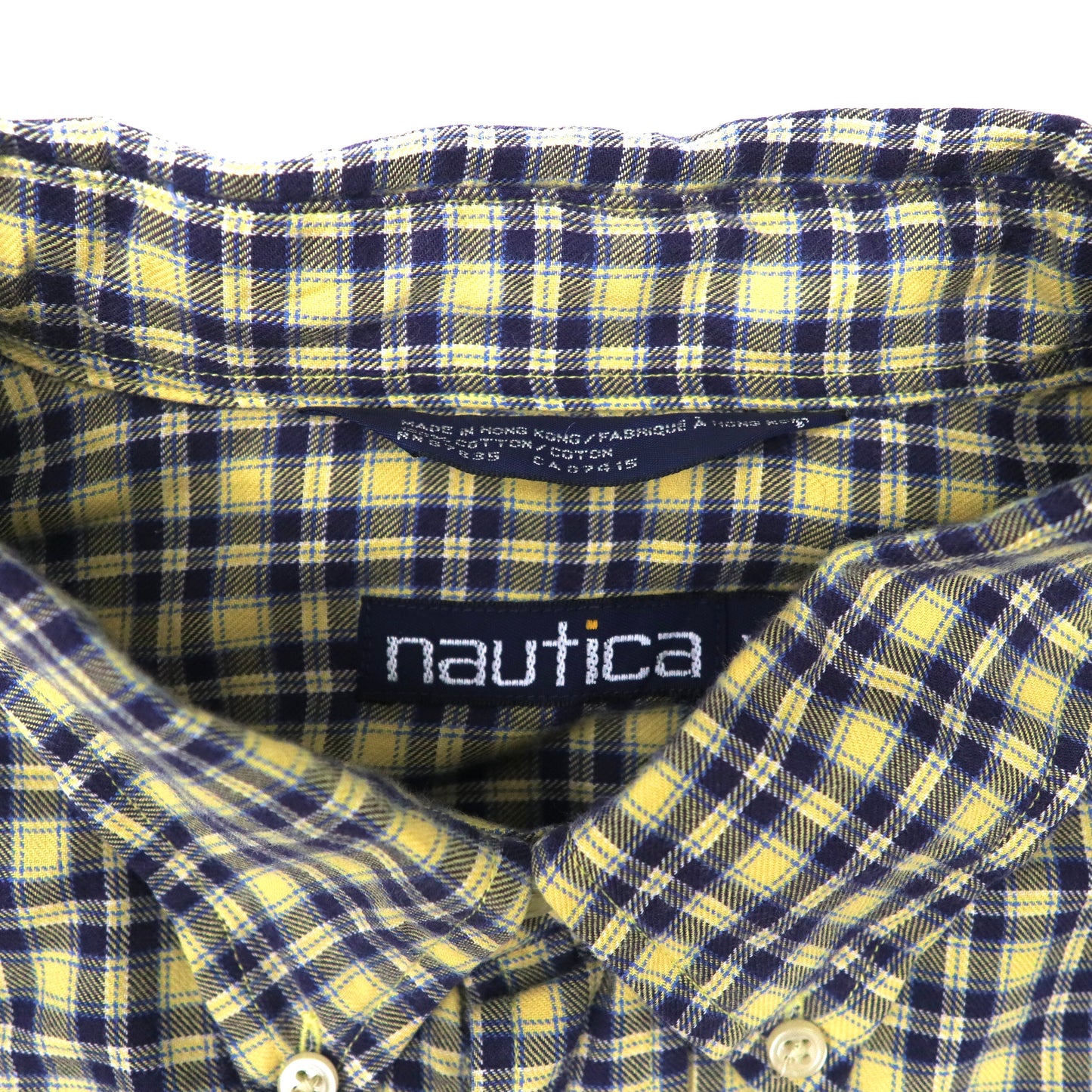 nautica ビッグサイズ ボタンダウンシャツ XXL イエロー チェック コットン ワンポイントロゴ刺繍 90年代