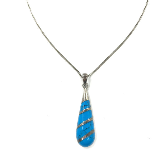 Vintage Turquoise Necklace ヴィンテージ ターコイズ ネックレス ブルー 天然石 トルコ石 ドロップ型 ペンダントトップ R刻印
