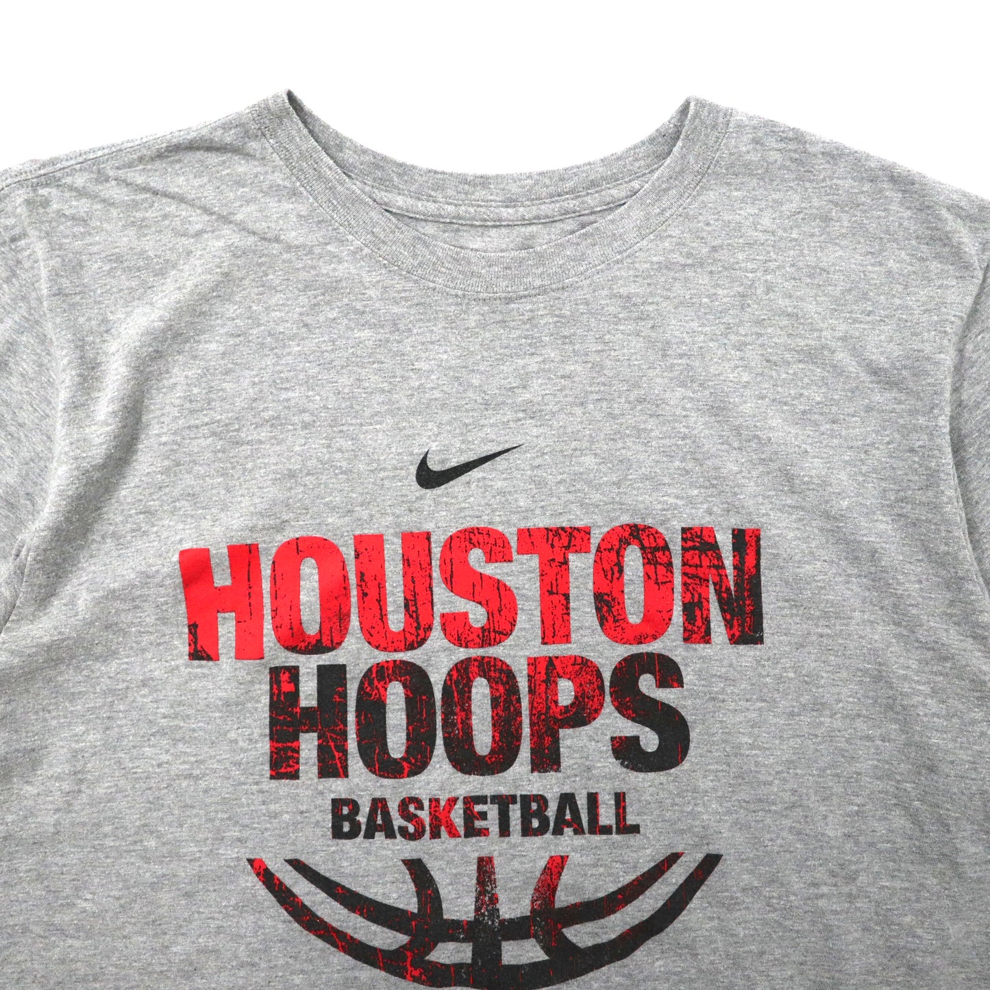 NIKE バスケットボールプリントTシャツ L グレー コットン HOUSTON HOOPS 両面プリント