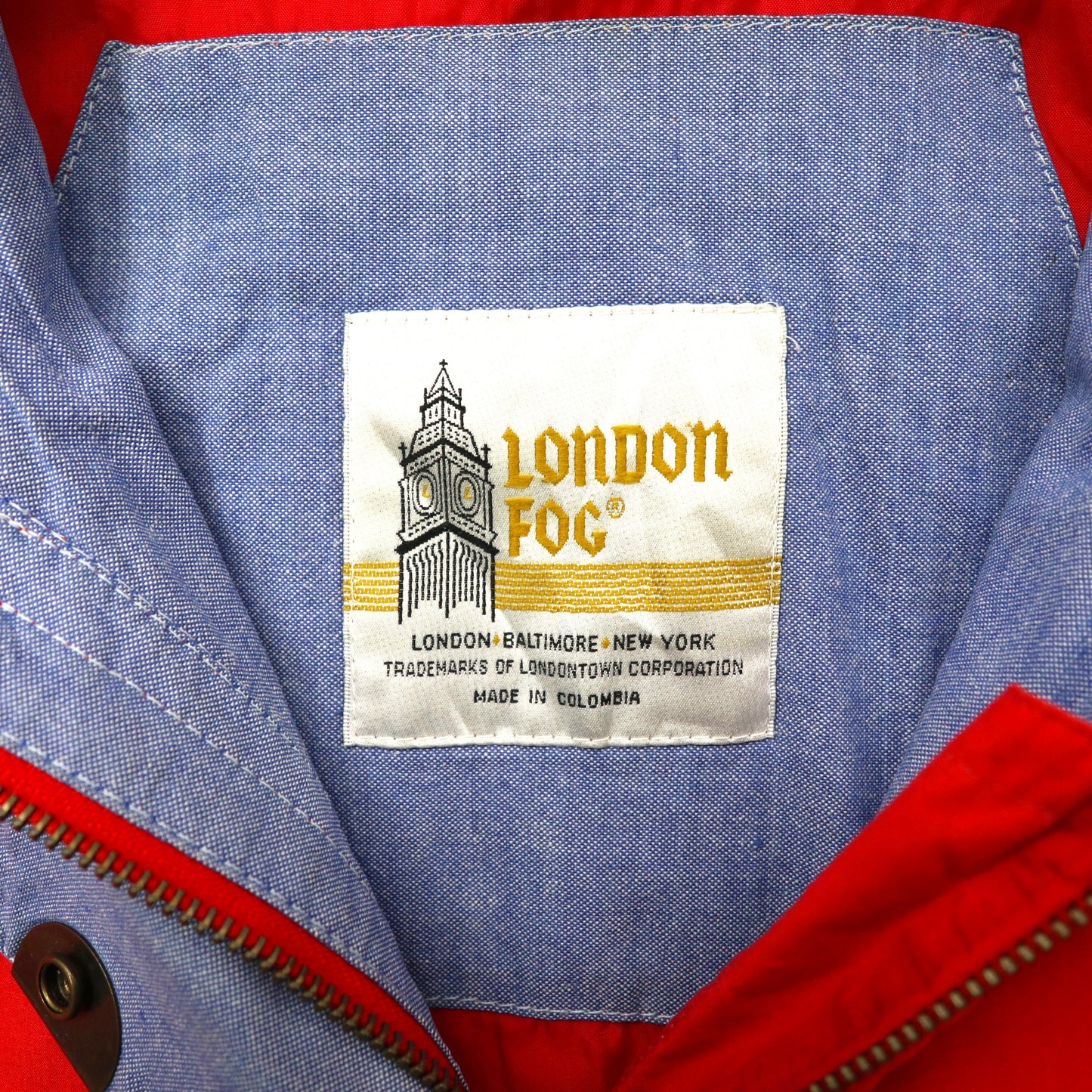 LONDON FOG セーリングジャケット XL レッド ナイロン ドローコード フード収納式 コロンビア製