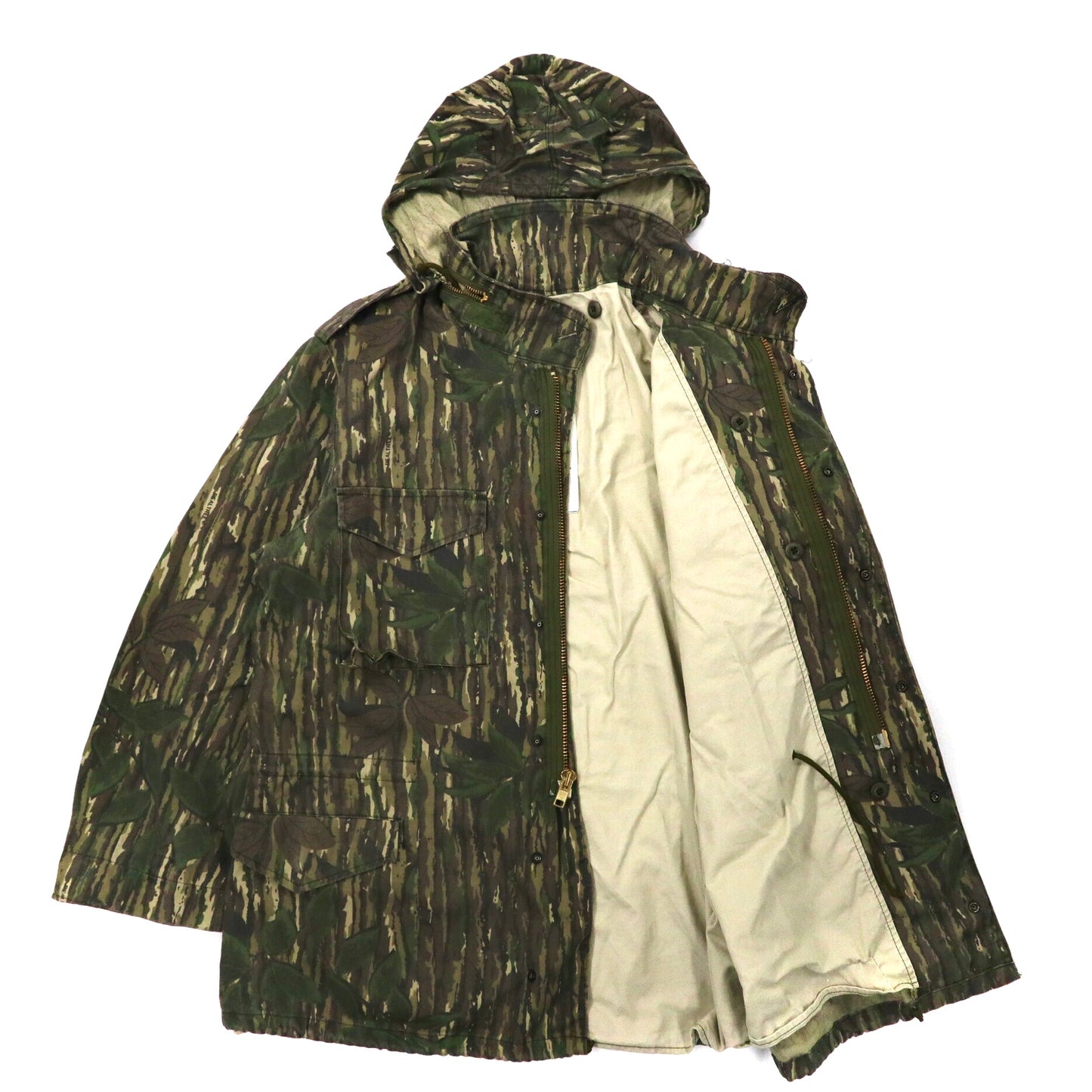 US ARMY Military BDU Coat フィールドジャケット XL リアルツリーカモ コットン ドローコード フード収納式 ミリタリー PRESTIGE MFG. 8415-01-084-1651