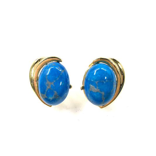Vintage Turquoise Earring ヴィンテージ ターコイズ イヤリング ブルー ゴールド 天然石 トルコ石