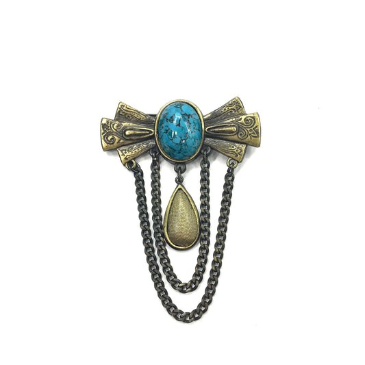 Vintage Turquoise Broach ヴィンテージ ターコイズ ブローチ ブルー 天然石 トルコ石