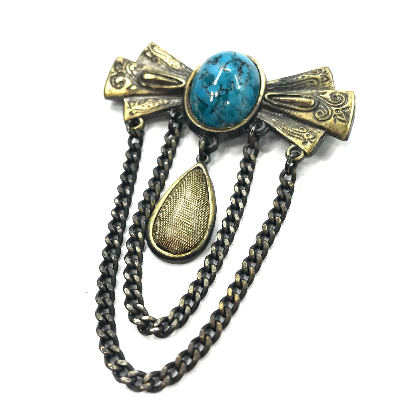 Vintage Turquoise Broach ヴィンテージ ターコイズ ブローチ ブルー 天然石 トルコ石