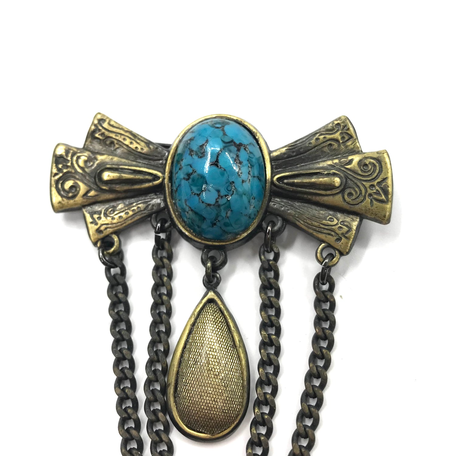 Vintage Turquoise Broach ヴィンテージ ターコイズ ブローチ ブルー 