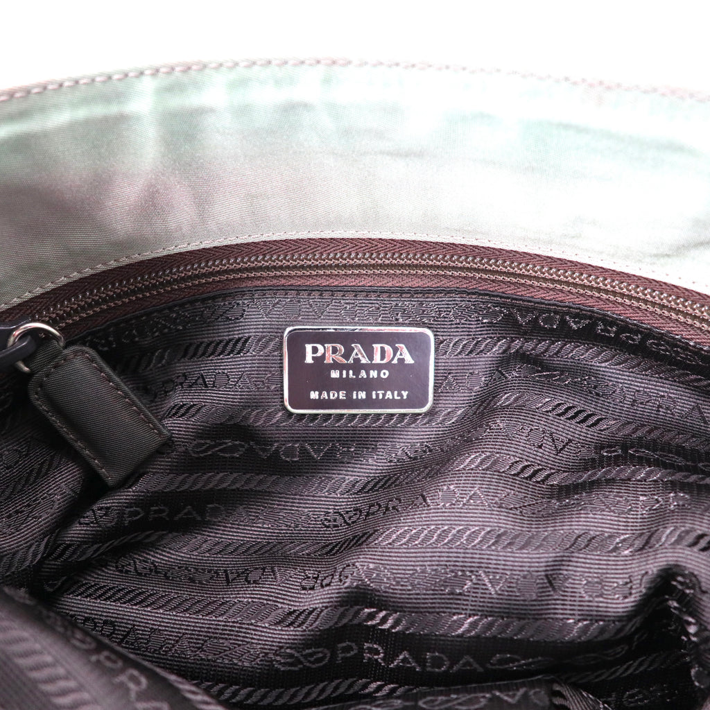 PRADA Tote Bag Khaki Nylon Logo Plate TESSUTO CITY B6242 Made in Italy