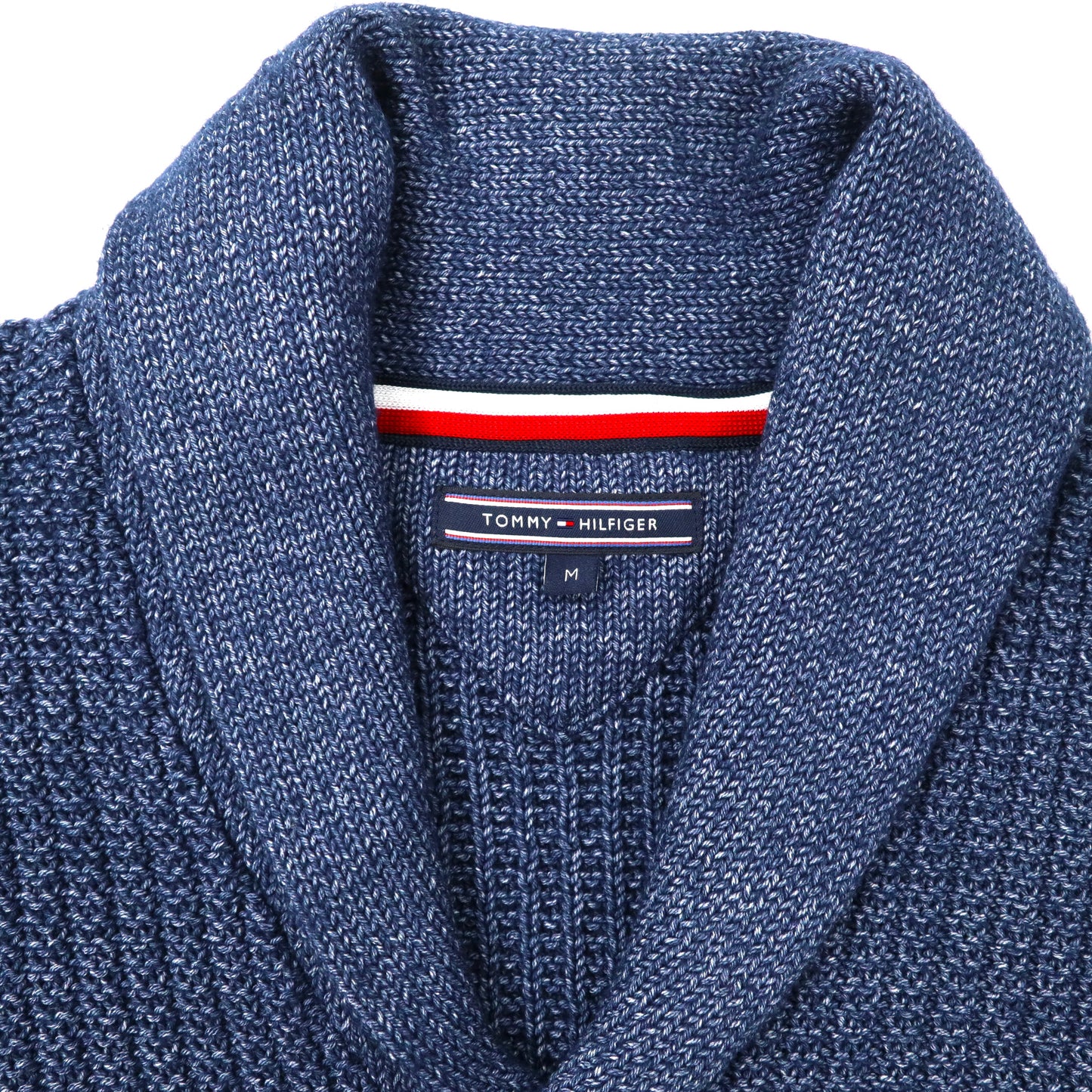 TOMMY HILFIGER ショールカラー ローゲージニット カーディガン M ブルー アクリル