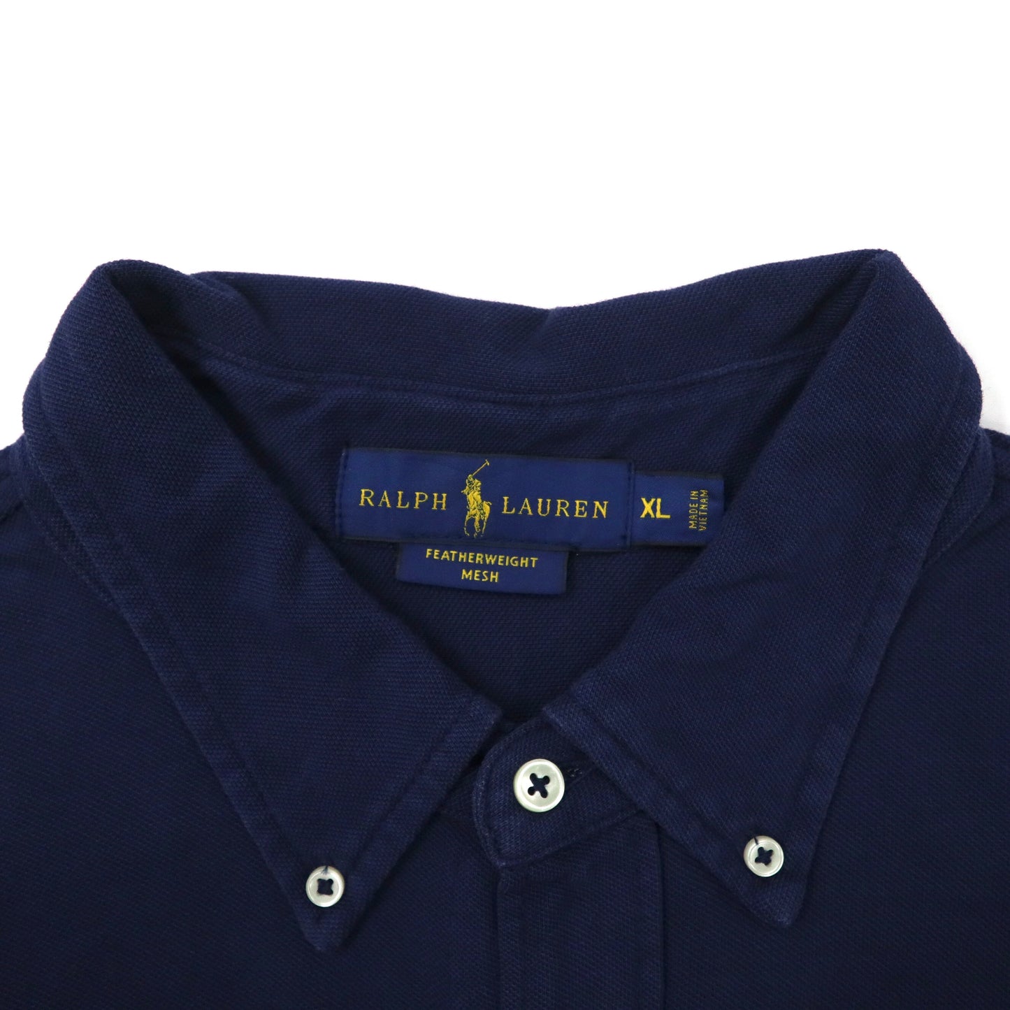 RALPH LAUREN ビッグサイズ ボタンダウンシャツ XL ネイビー コットン 鹿の子 FEATHERWEIGHT MESH スモールポニー刺繍