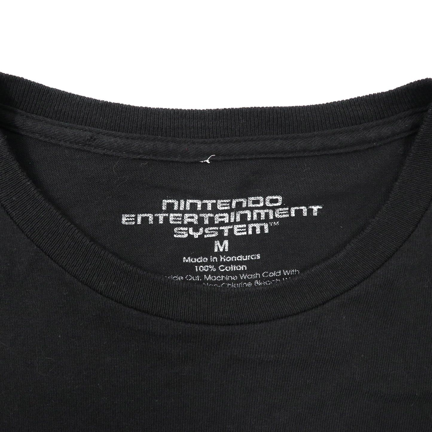 NINTENDO ENTERTAINMENT SYSTEM ロングスリーブTシャツ M ブラック コットン フラッグチェック ホンジュラス製
