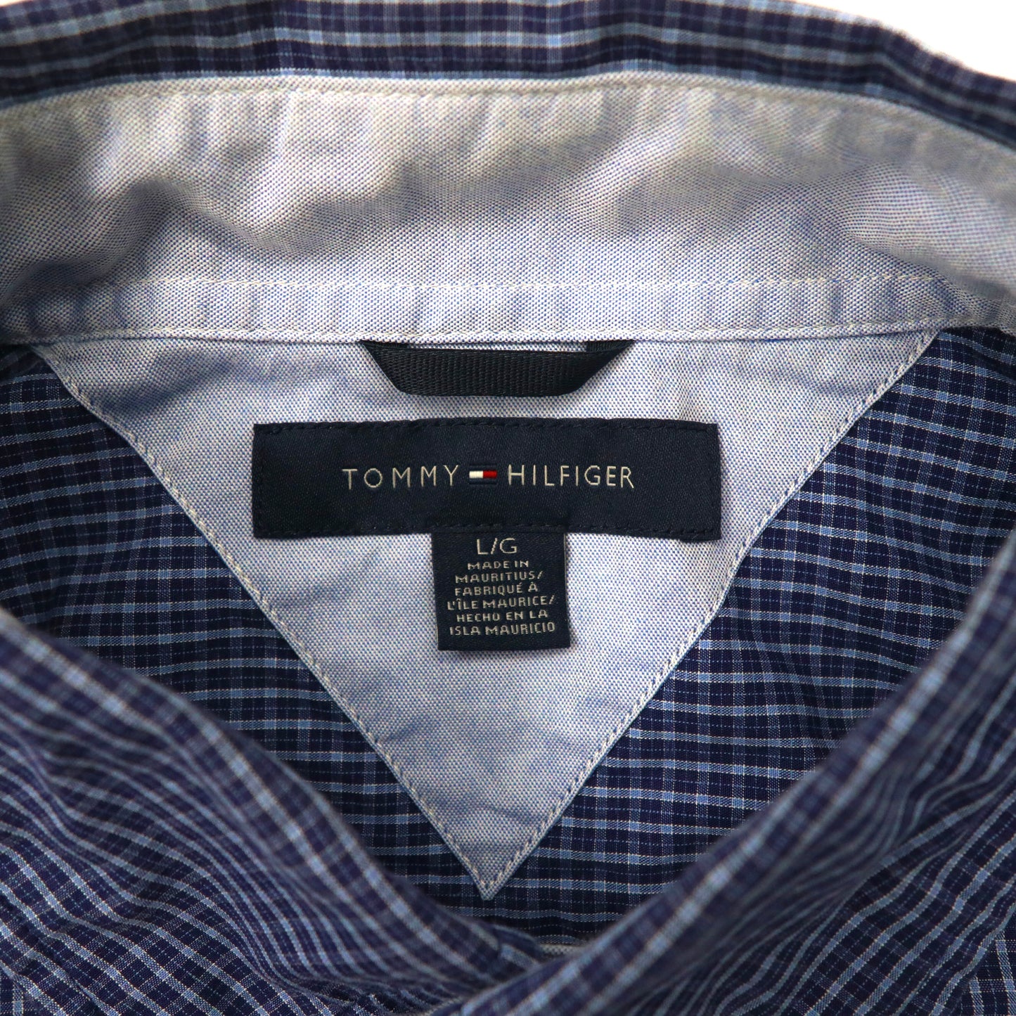 TOMMY HILFIGER ボタンダウンシャツ L ネイビー チェック コットン