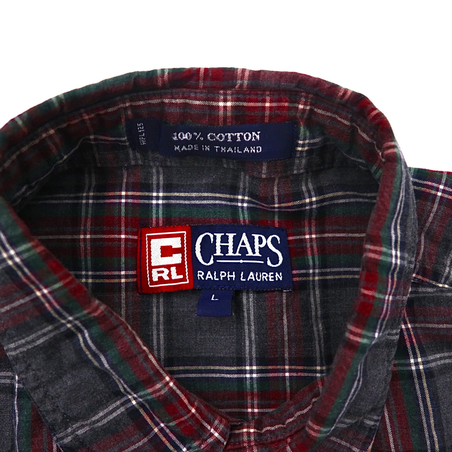 CHAPS RALPH LAUREN ボタンダウンシャツ L グレー チェック コットン ビッグサイズ