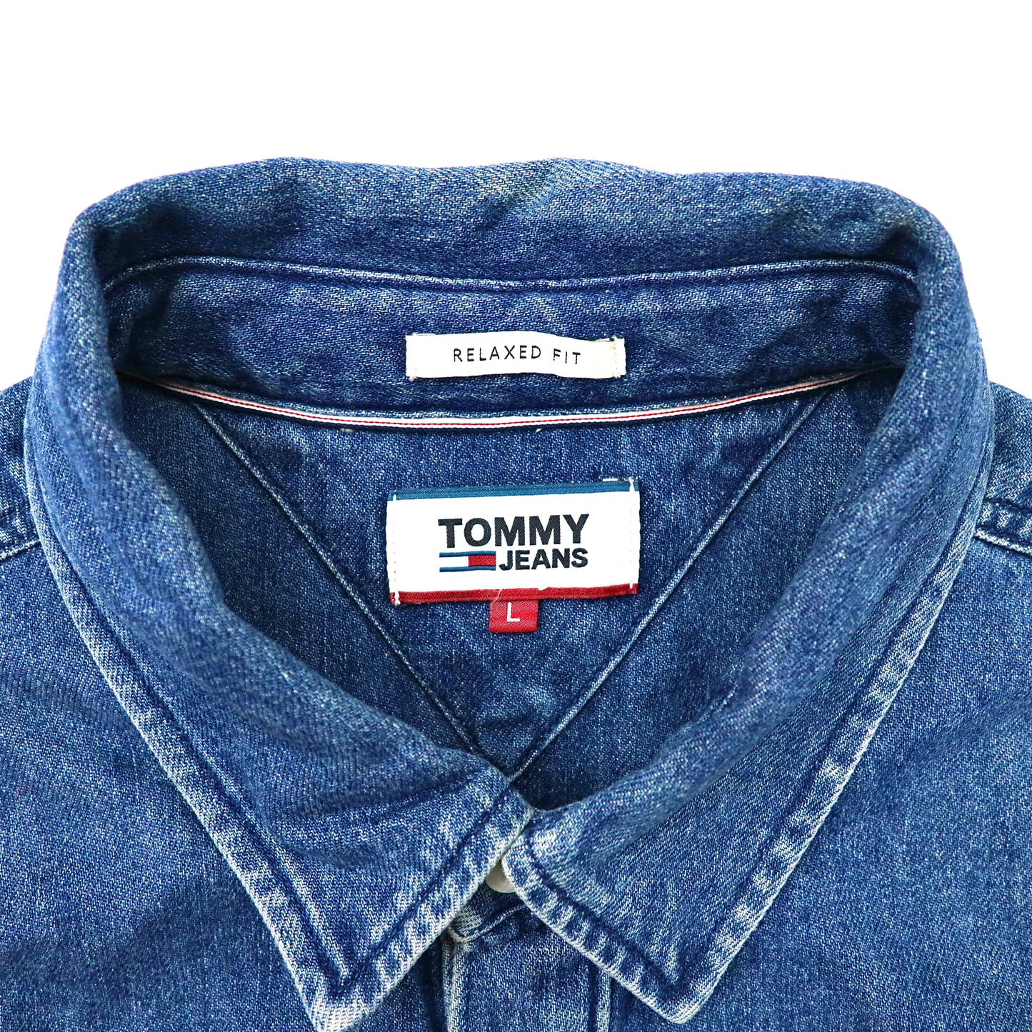 TOMMY JEANS バックグラフィック デニムシャツ L ブルー スナップボタン DM0DM06735