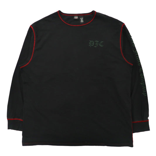 POLO JEANS COMPANY RALPH LAUREN ビッグサイズ ロングスリーブTシャツ XXL ブラック コットン 袖ロゴ 90年代