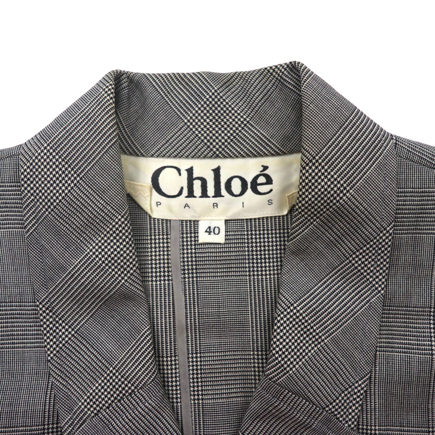 Chloe PARIS テーラードジャケット 40 グレー グレンチェック ウール オールド