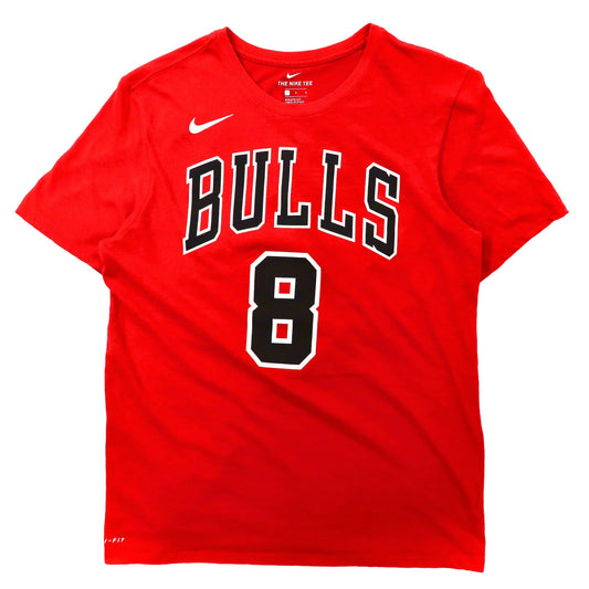 NIKE NBAプリントTシャツ L レッド コットン CHICAGO BULLS ザックラビーン ナンバリング