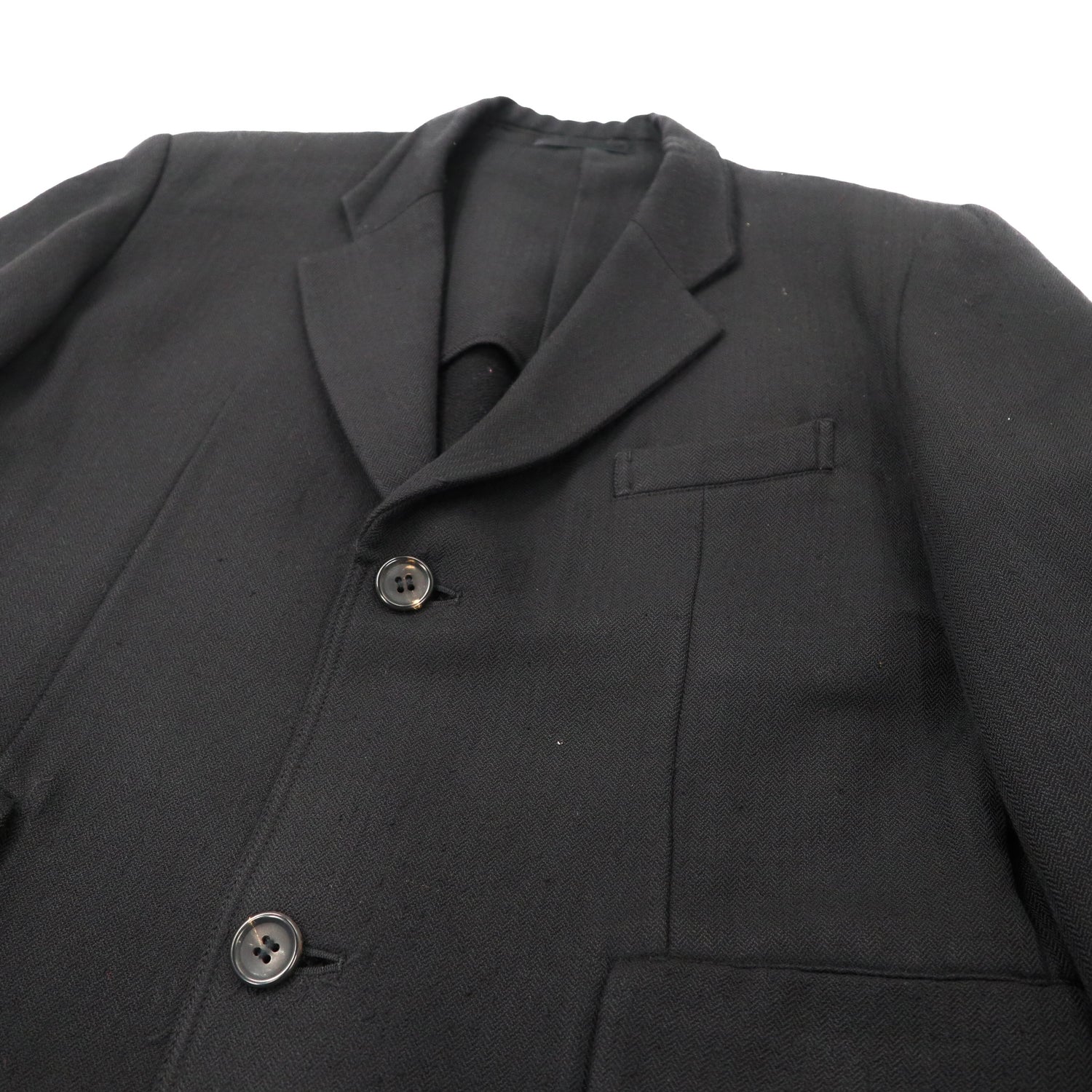 Y's 2B Tailored Jacket M Black Wool Herringbone YE-J01-106 90s 