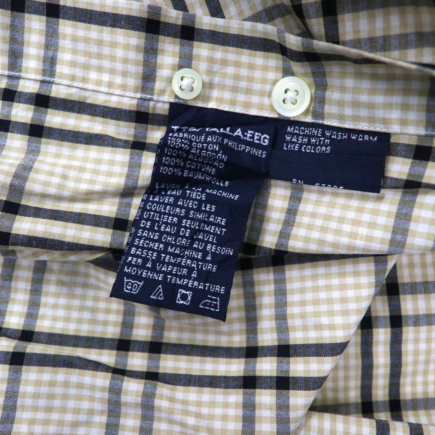NAUTICA ビッグサイズ ボタンダウンシャツ XXL ベージュ チェック コットン ワンポイントロゴ刺繍