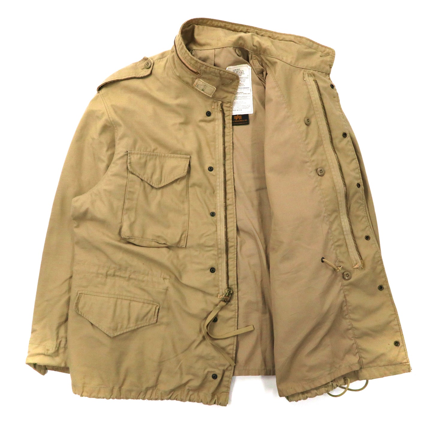 USA製 ALPHA INDUSTRIES M-65 フィールドジャケット XXL ベージュ コットン ナイロン SCOVILLジップ ビッグサイズ 8415-01-099-7848