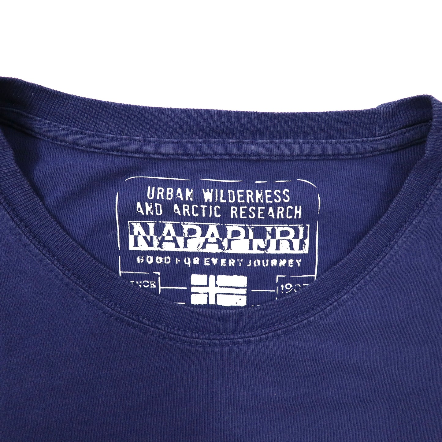 NAPAPIJRI ロゴプリントTシャツ M ネイビー コットン トルコ製