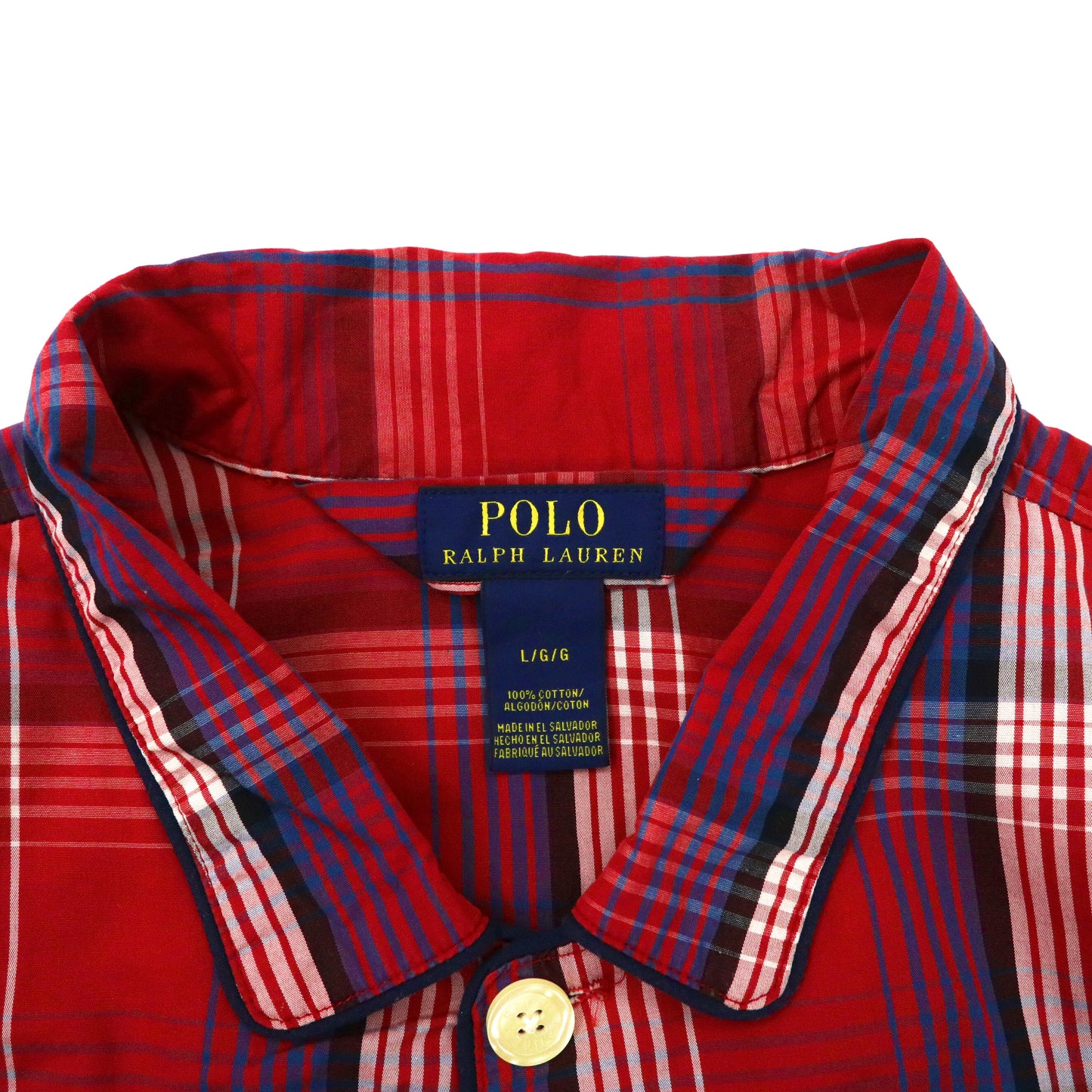 POLO RALPH LAUREN ビッグサイズ カバーオールシャツ L レッド チェック コットン スモールポニー刺繍