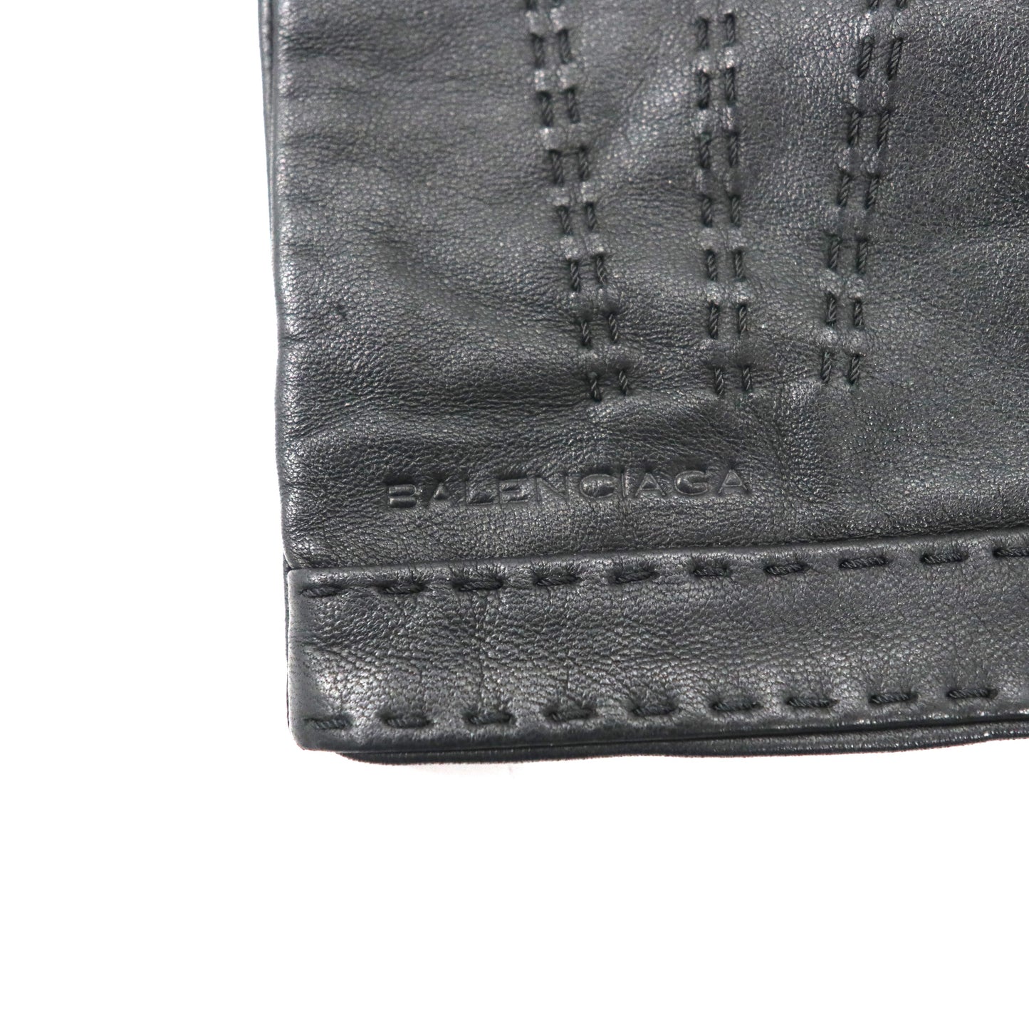 BALENCIAGA レザーグローブ 手袋 ブラック ラムレザー 羊革 ロゴ刻印