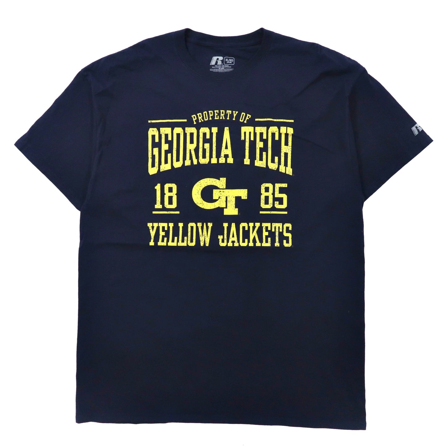 RUSSELL ビッグサイズ カレッジプリントTシャツ XL ネイビー コットン NCAA バスケットボール GEORGIA TECH YELLOW JACKETS ホンジュラス製