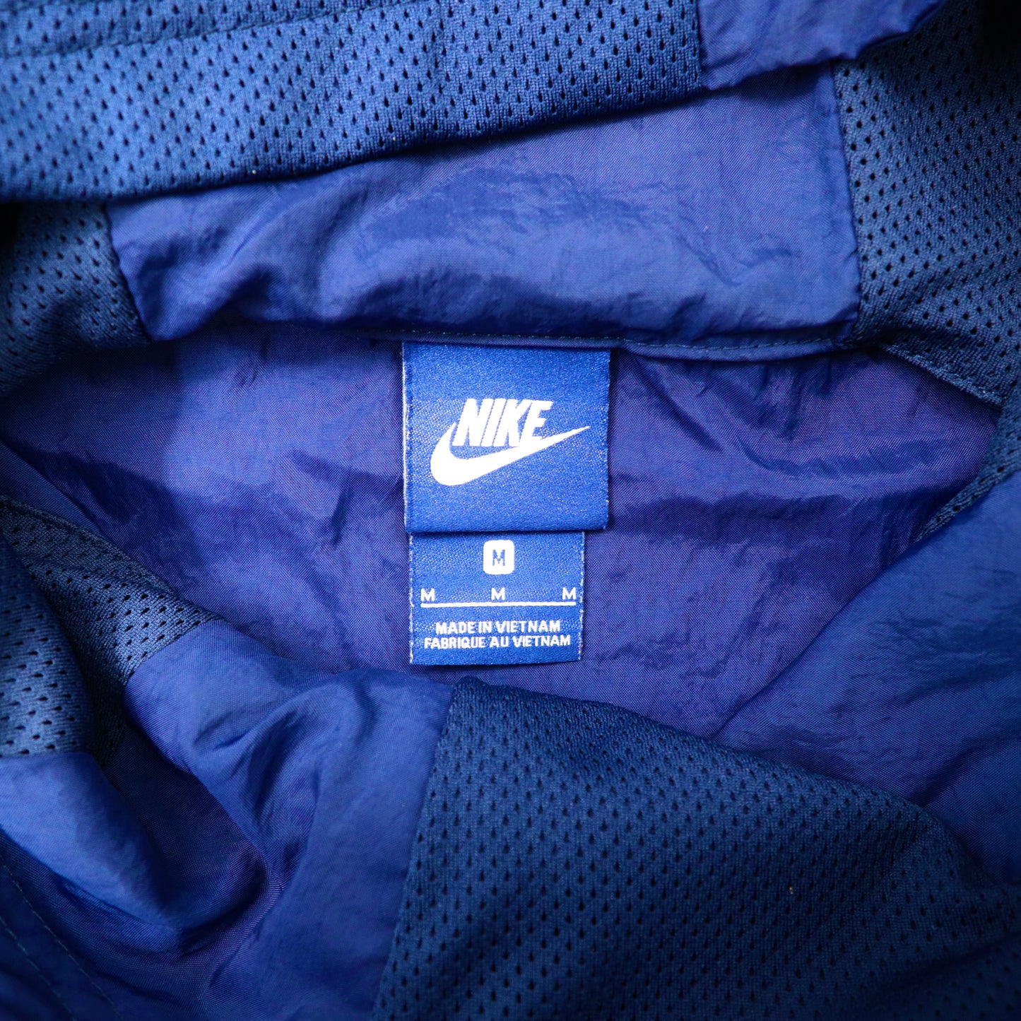 NIKE Half Zip Anorak HOODIE M Navy Nylon Sleeve Logo Swash NSW JKT