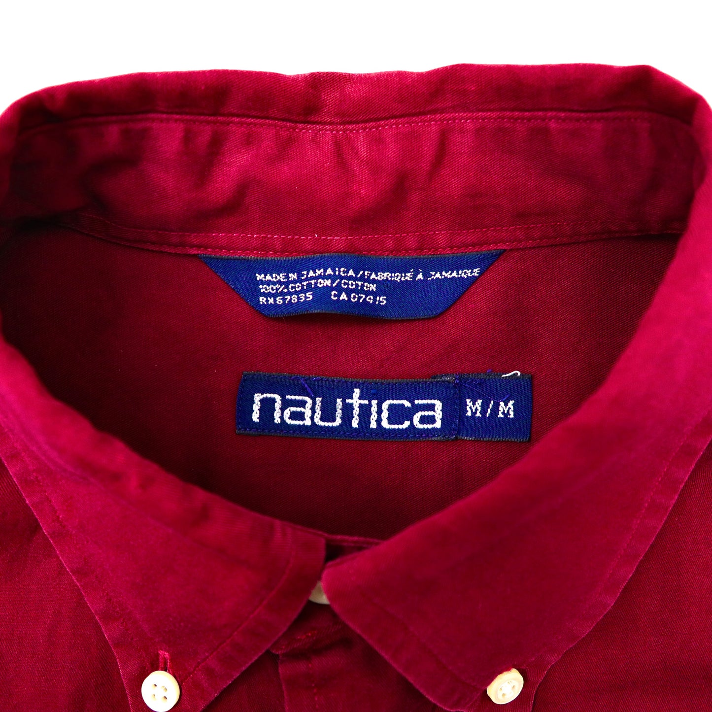 nautica ビッグサイズ ボタンダウンシャツ M ボルドー コットン 90年代 ジャマイカ製