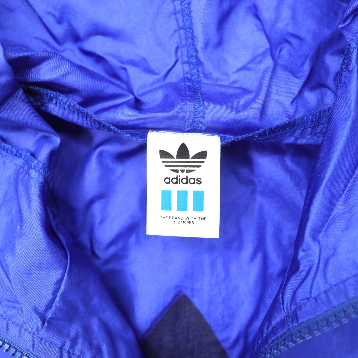 Adidas Windbreaker L Blue Three Striped Threfoil Logo Print