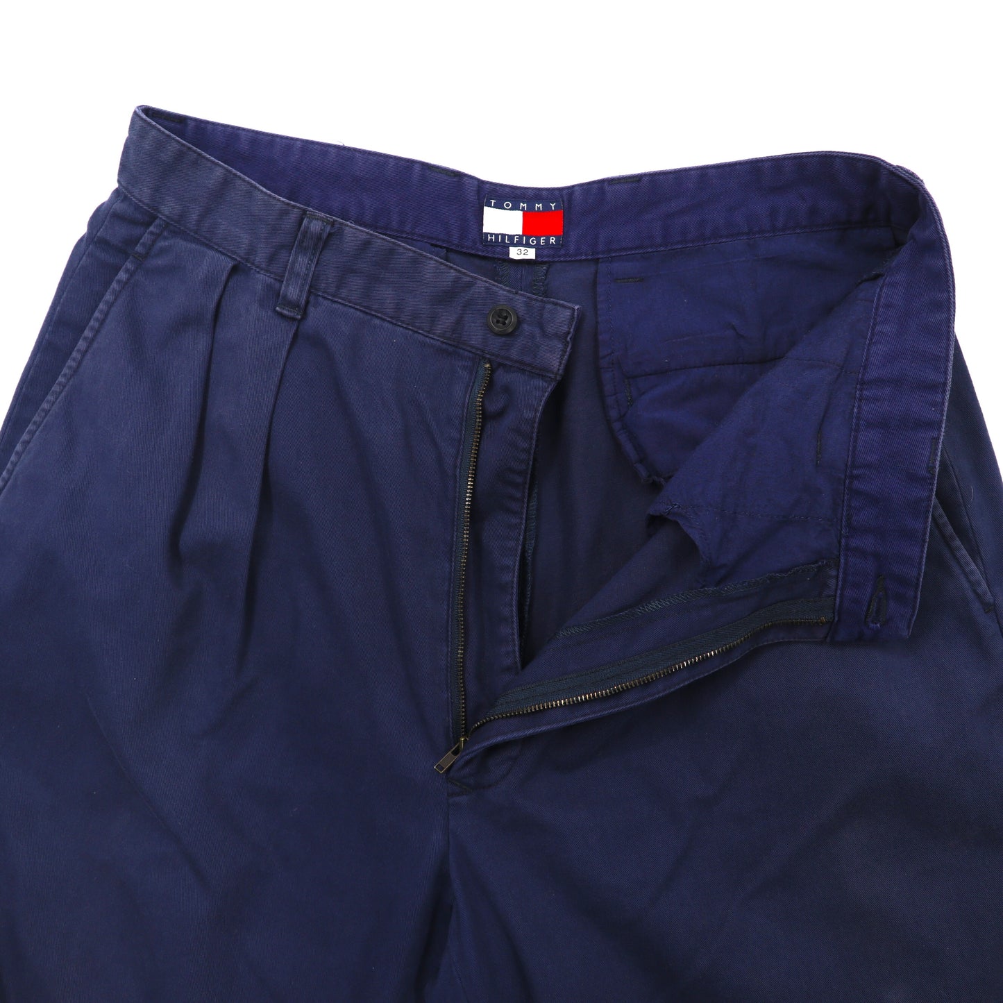 TOMMY HILFIGER タックチノパンツ 32 ネイビー コットン