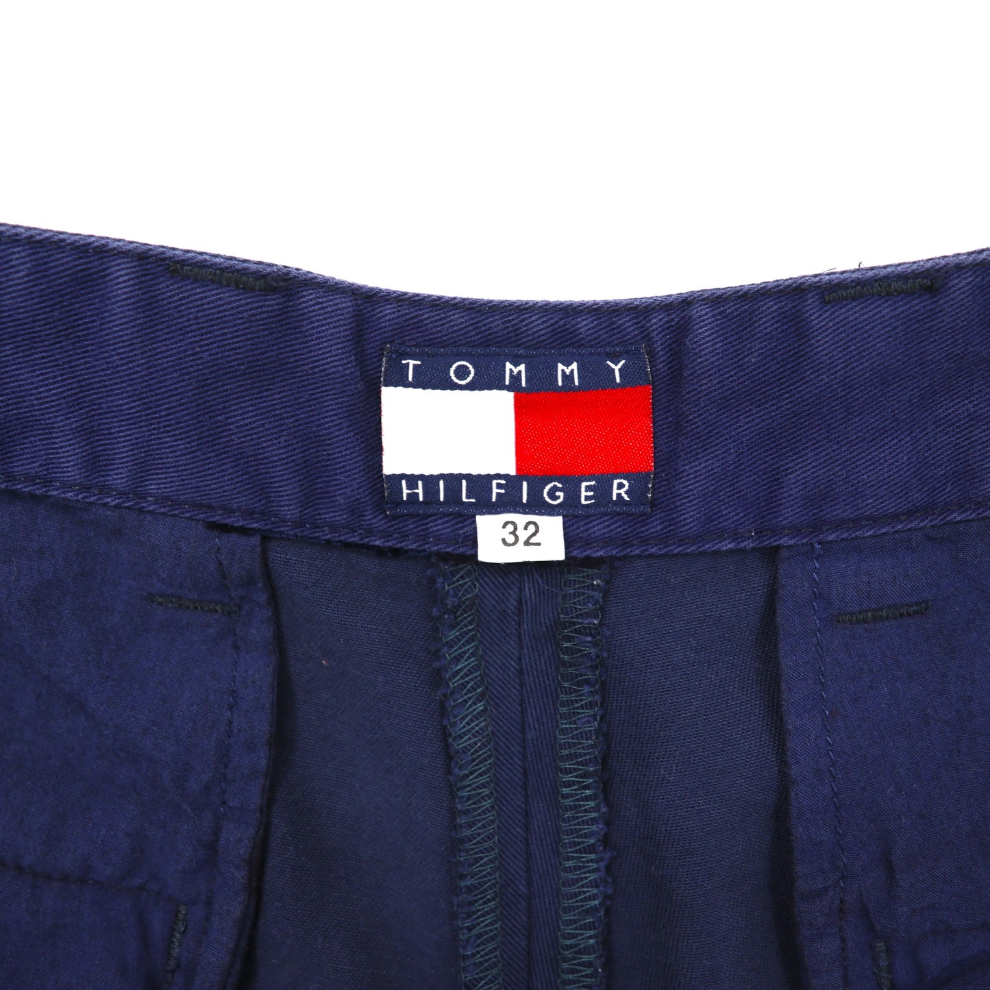 TOMMY HILFIGER タックチノパンツ 32 ネイビー コットン