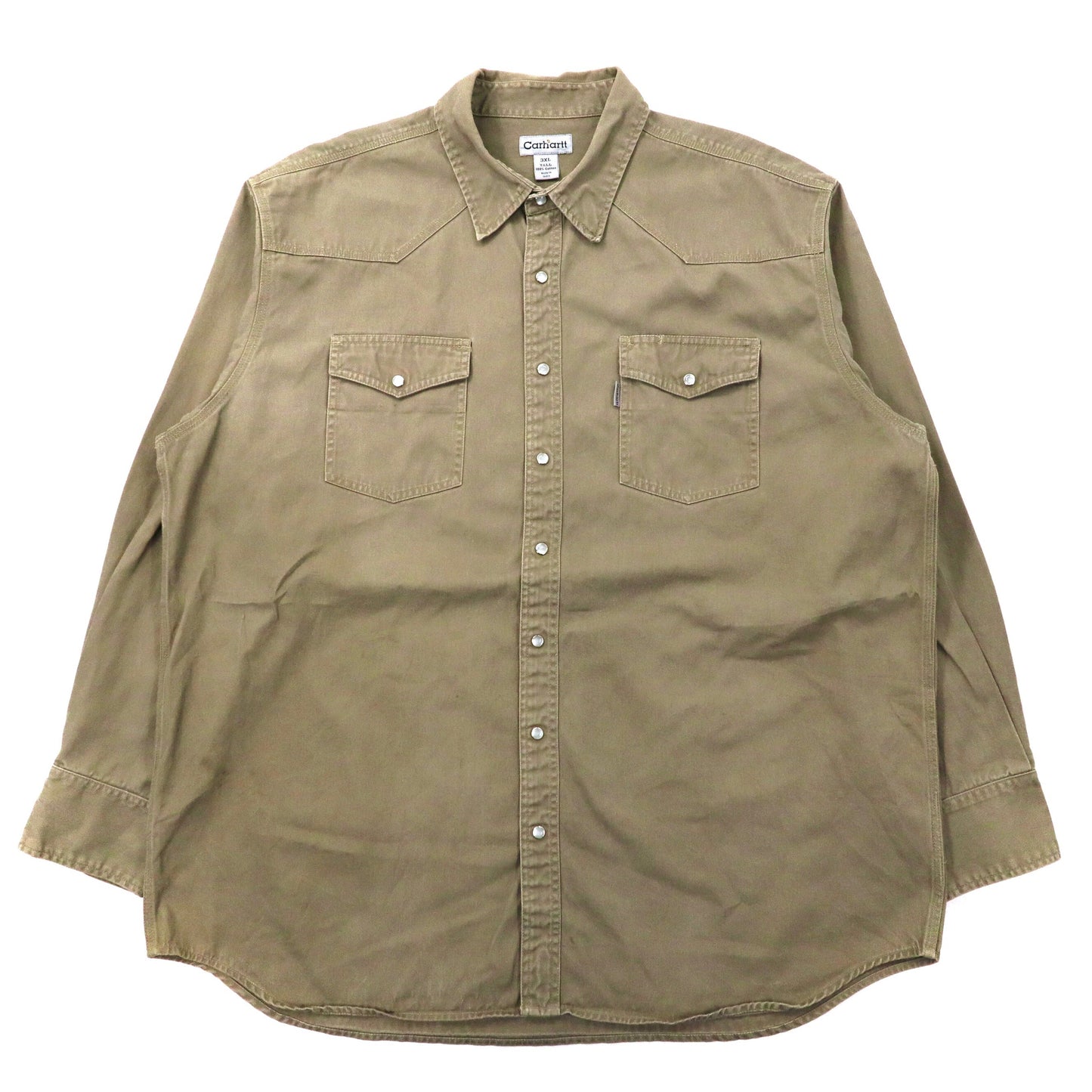 Carhartt ビッグサイズ ワークシャツ ウェスタンシャツ 3XL ベージュ コットン スナップボタン