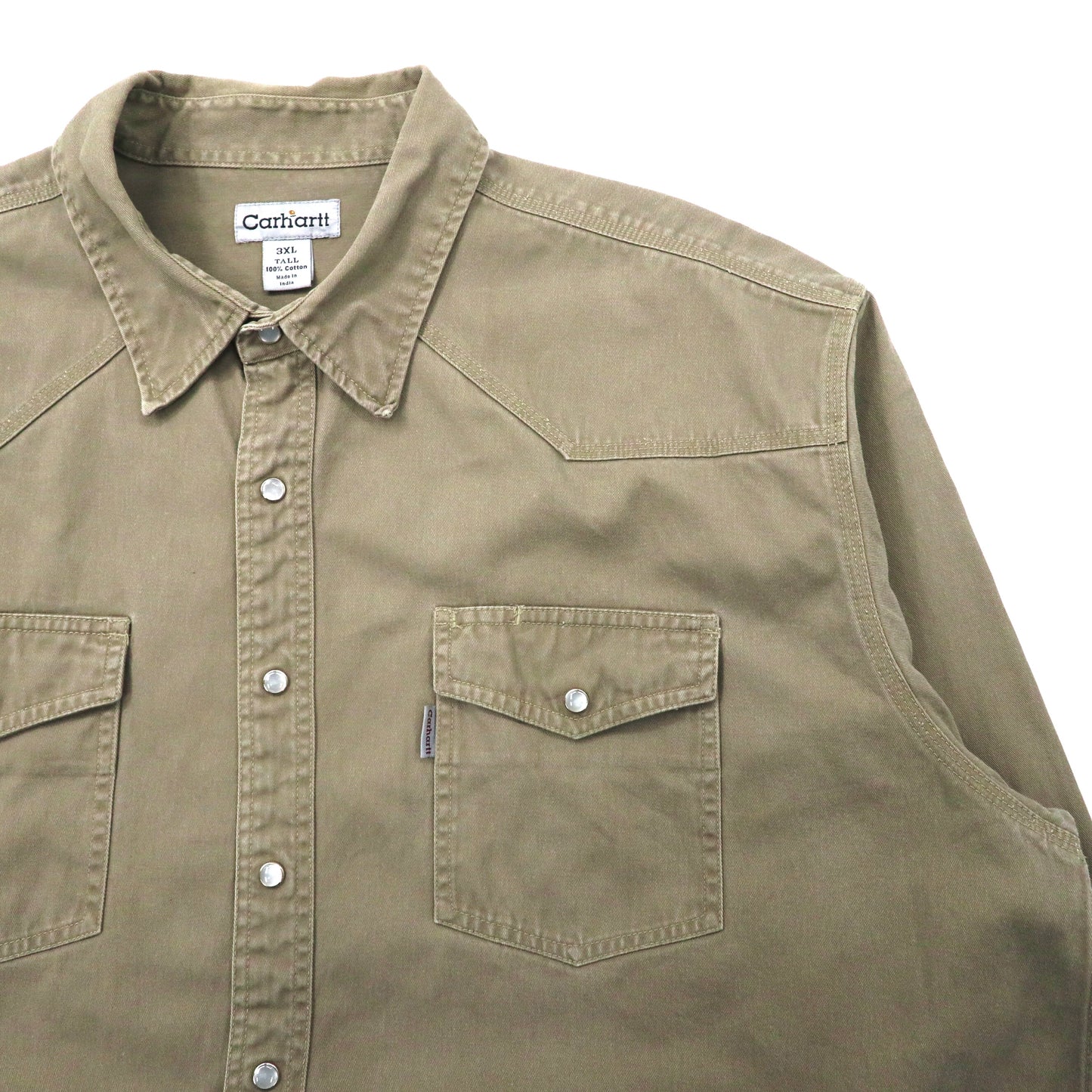 Carhartt ビッグサイズ ワークシャツ ウェスタンシャツ 3XL ベージュ コットン スナップボタン