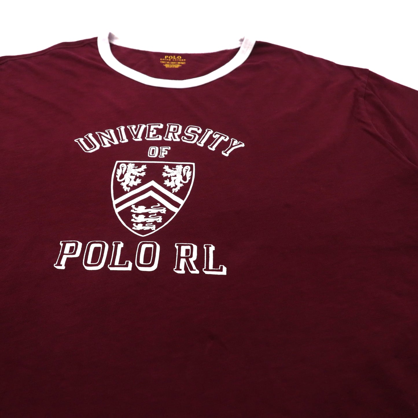 POLO RALPH LAUREN カレッジプリント リンガーTシャツ 3XB ボルドー コットン ビッグサイズ