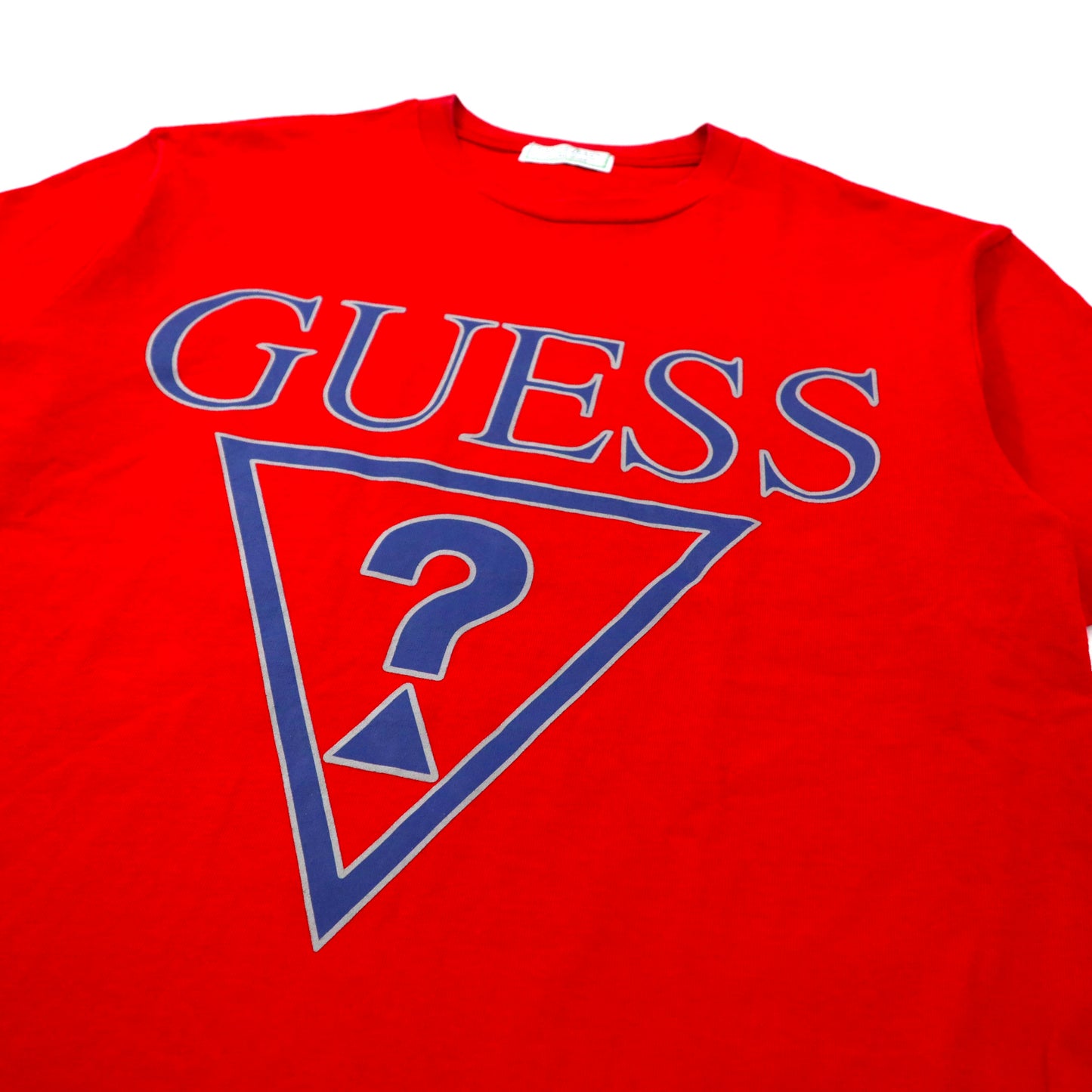 GUESS JEANS ビッグサイズ ロゴプリントTシャツ M レッド コットン トライアングルロゴ ヘビーウェイト