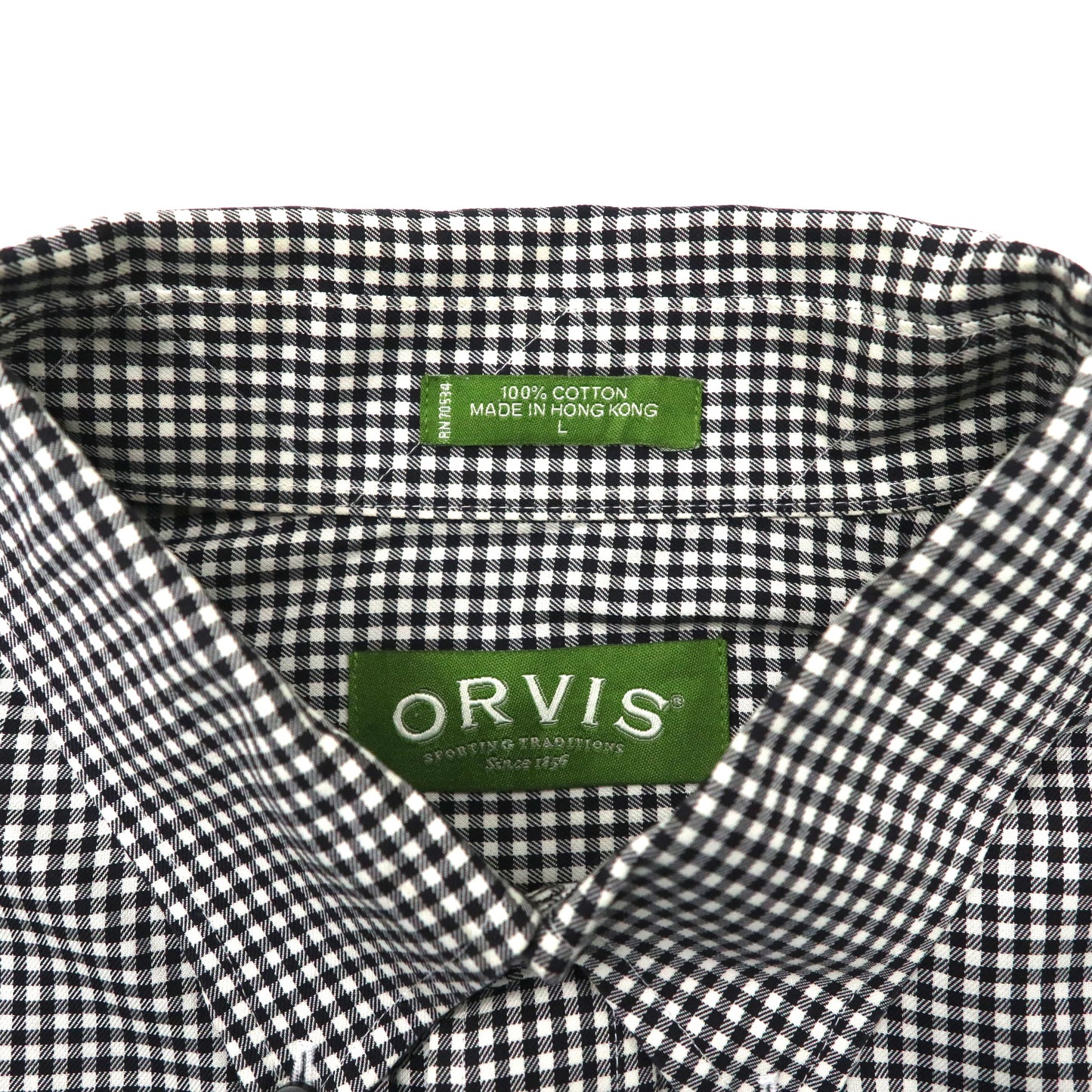 ORVIS ビッグサイズ ボタンダウンシャツ L ホワイト ブラック ギンガムチェック コットン