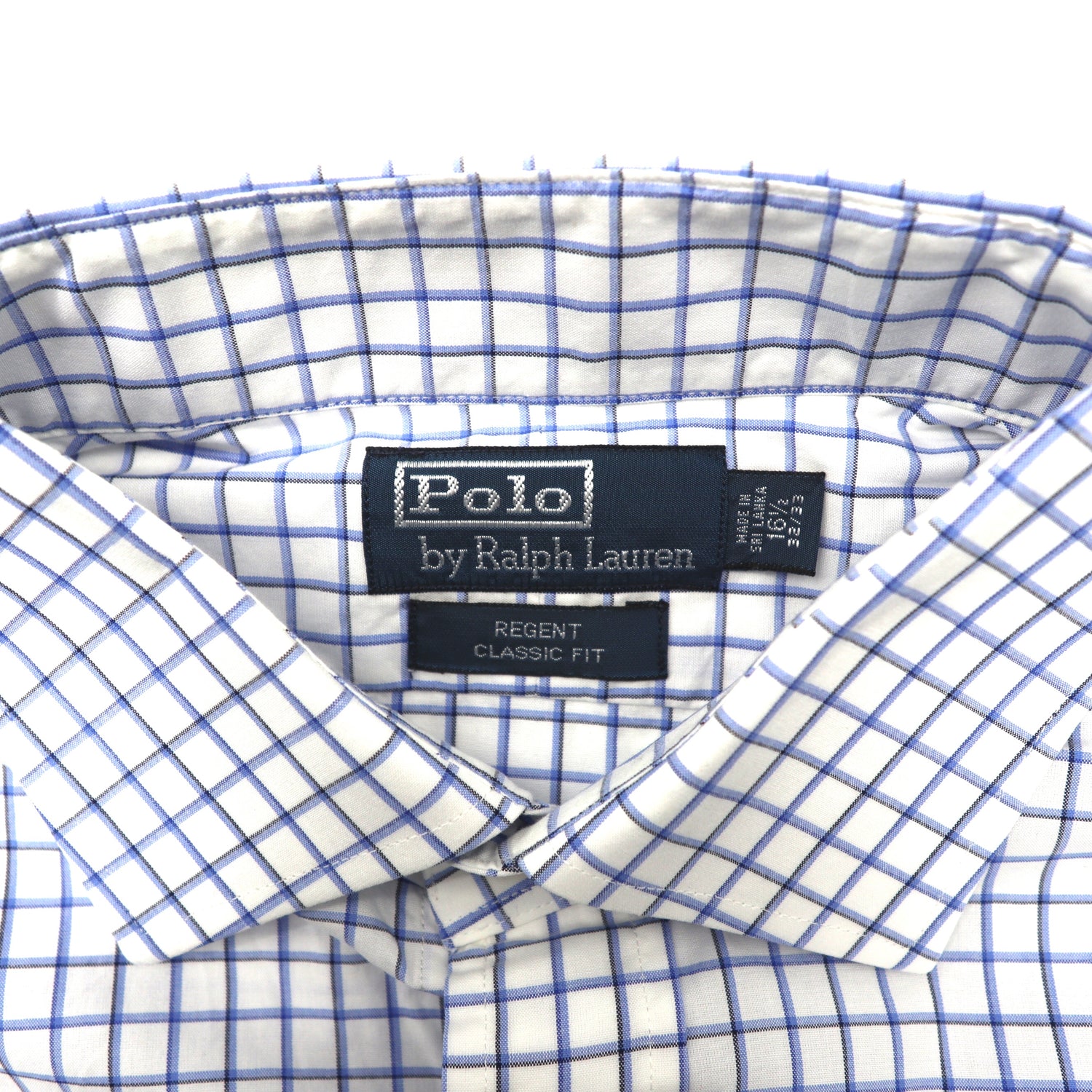 Polo by Ralph Lauren ドレスシャツ 16 1/2 ブルー チェック コットン