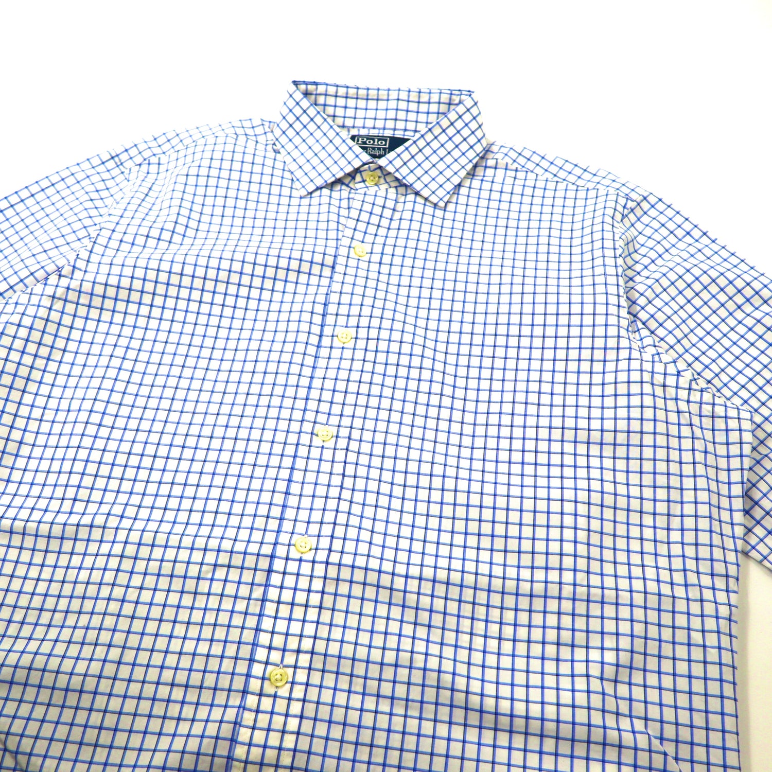 Polo by Ralph Lauren ドレスシャツ 16 1/2 ブルー チェック コットン