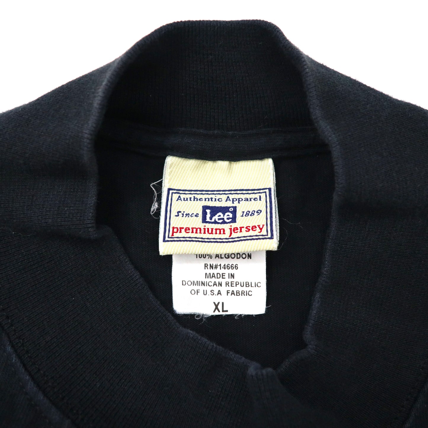 Lee ビッグサイズ ハイネック ロングスリーブTシャツ XL ブラック コットン premium jersey ドミニカ共和国製