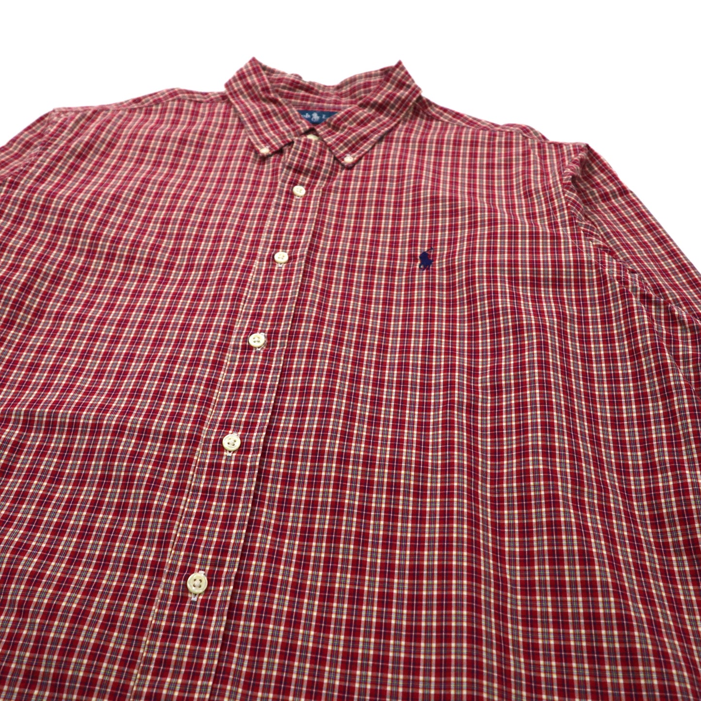Ralph Lauren ボタンダウンシャツ XL レッド コットン CUSTOM FIT スモールポニー刺繍