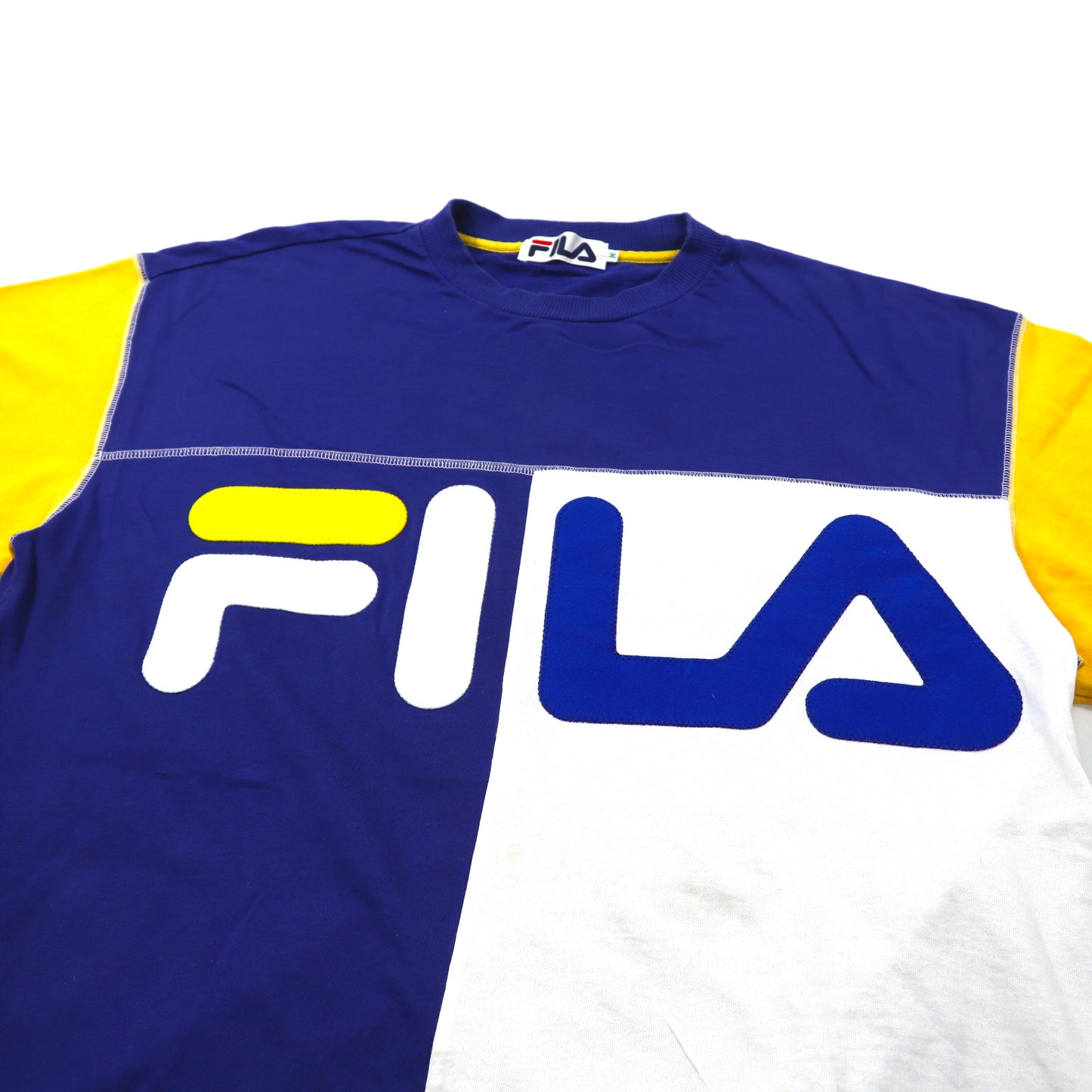 FILA クルーネックスウェット M ブルー コットン ロゴ 90年代