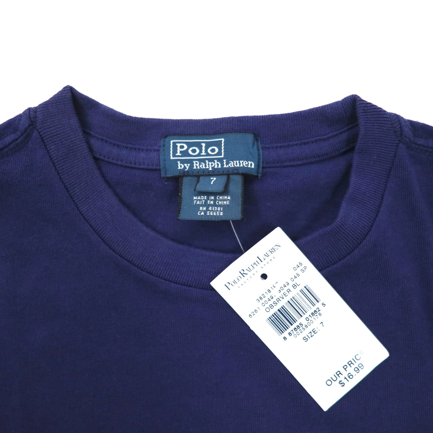 Polo by Ralph Lauren ロゴプリントTシャツ 7 ネイビー コットン ビッグポニー 未使用品