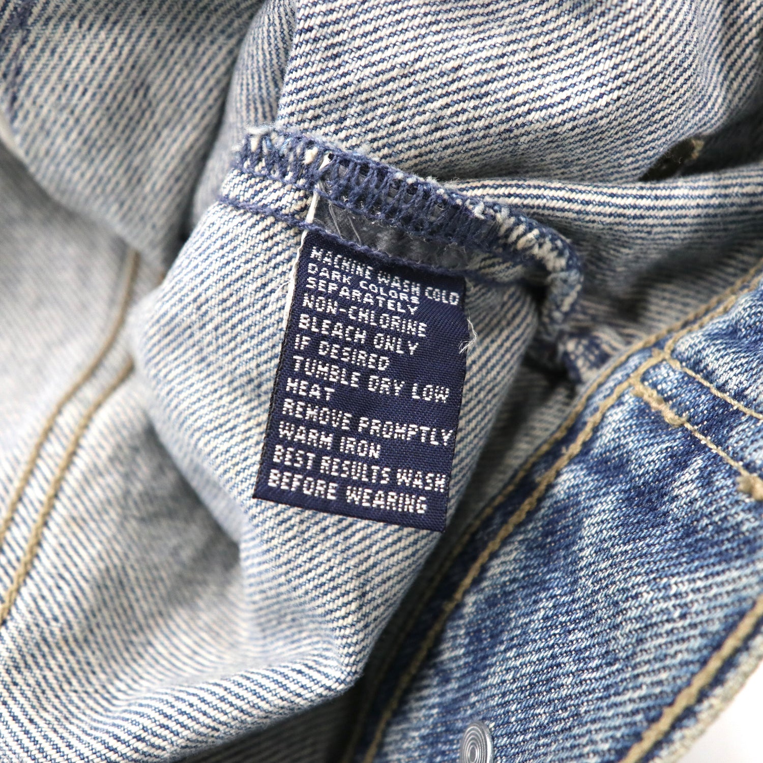 CHAPS RALPH LAUREN Denim Jacket L Blue Buck Logo Embroidery 90s