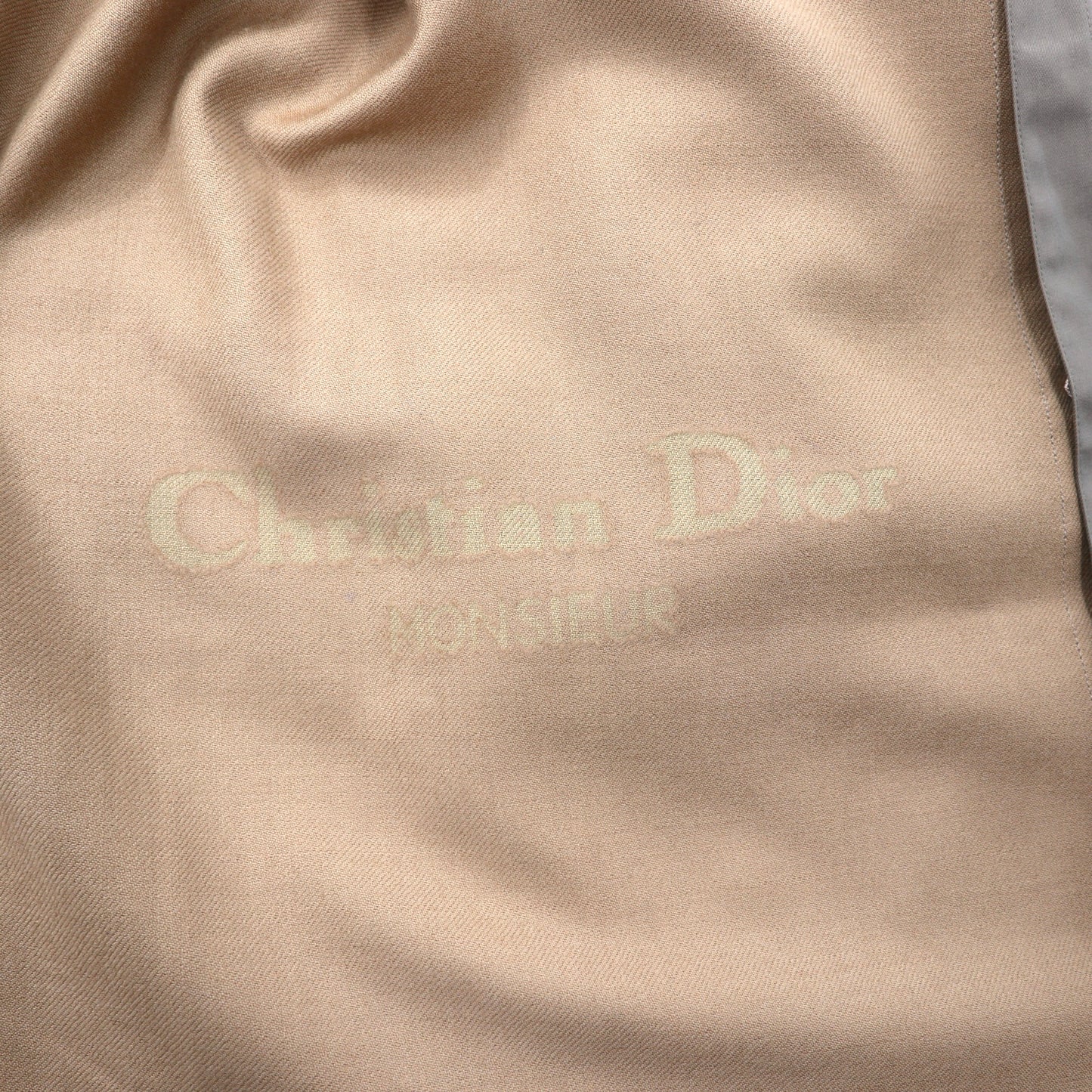 Christian Dior ステンカラーコート L カーキ 玉虫 コットン ライナー着脱式 オールド