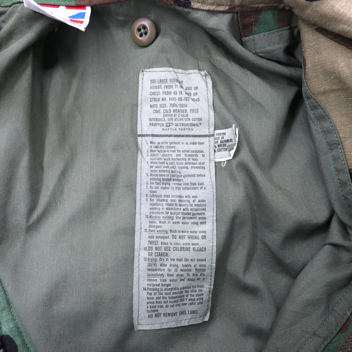 US ARMY M-65 Military Field Jacket フィールドジャケット XXXL カーキ カモフラ ミリタリー PROPPER 8415-00-782-2949