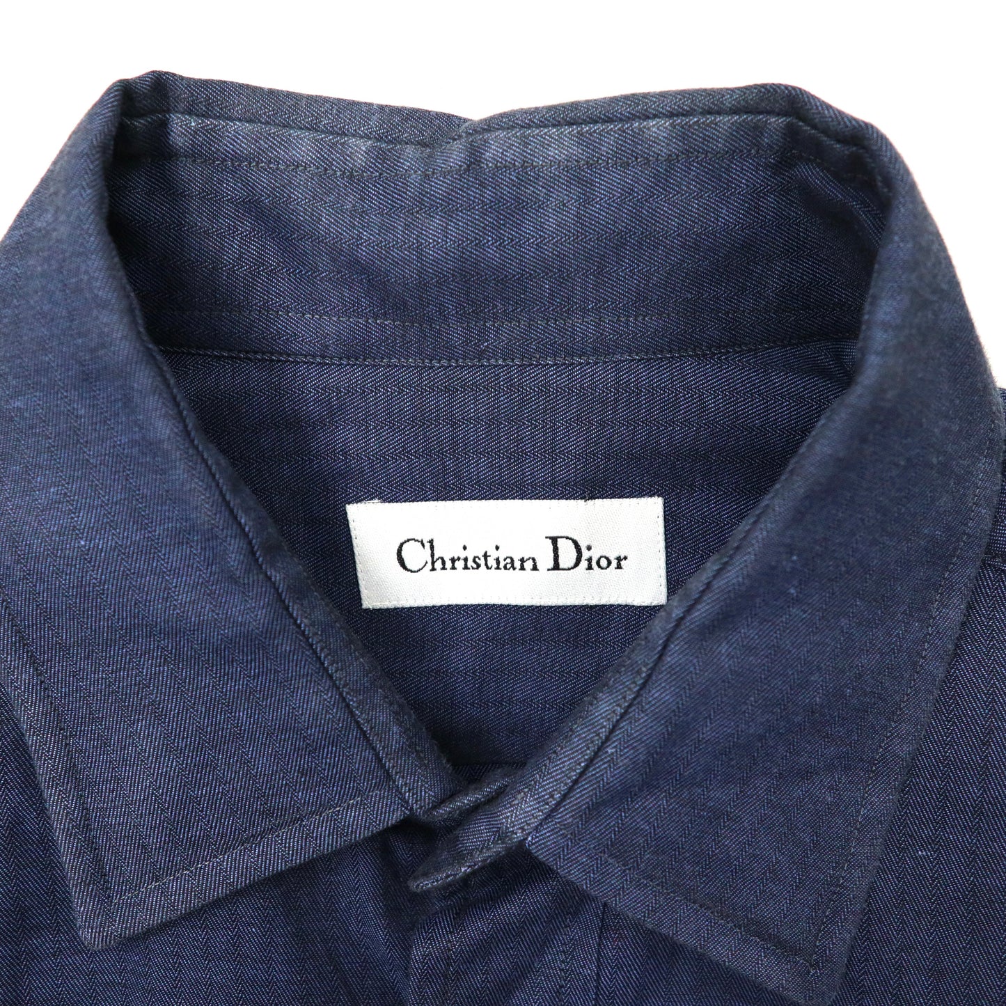 Christian Dior ドレスシャツ L ネイビー コットン 日本製